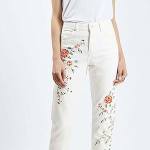 COPY - Topshop MOTO floral embroidered mom jeans